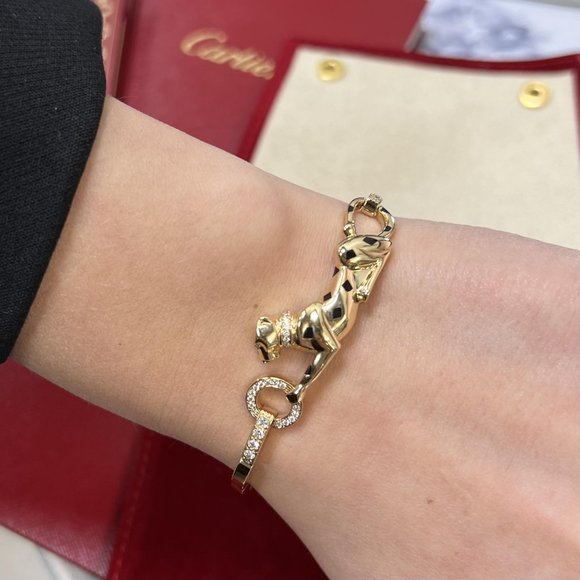 Cartier Jewelry - Cartier Panthere De Cartier Diamond Bracelet 18K Yellow Gold 7.5 inches